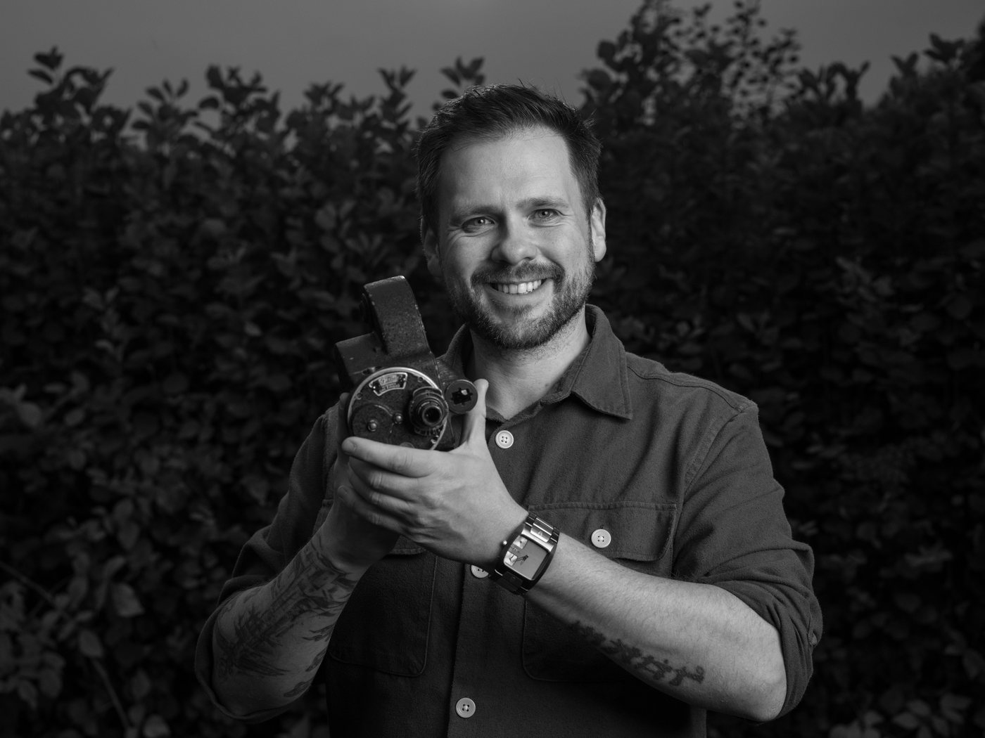 Patrick D. A. Webb, Director of Photography, with a vintage cine camera. Trondheim, Norway.